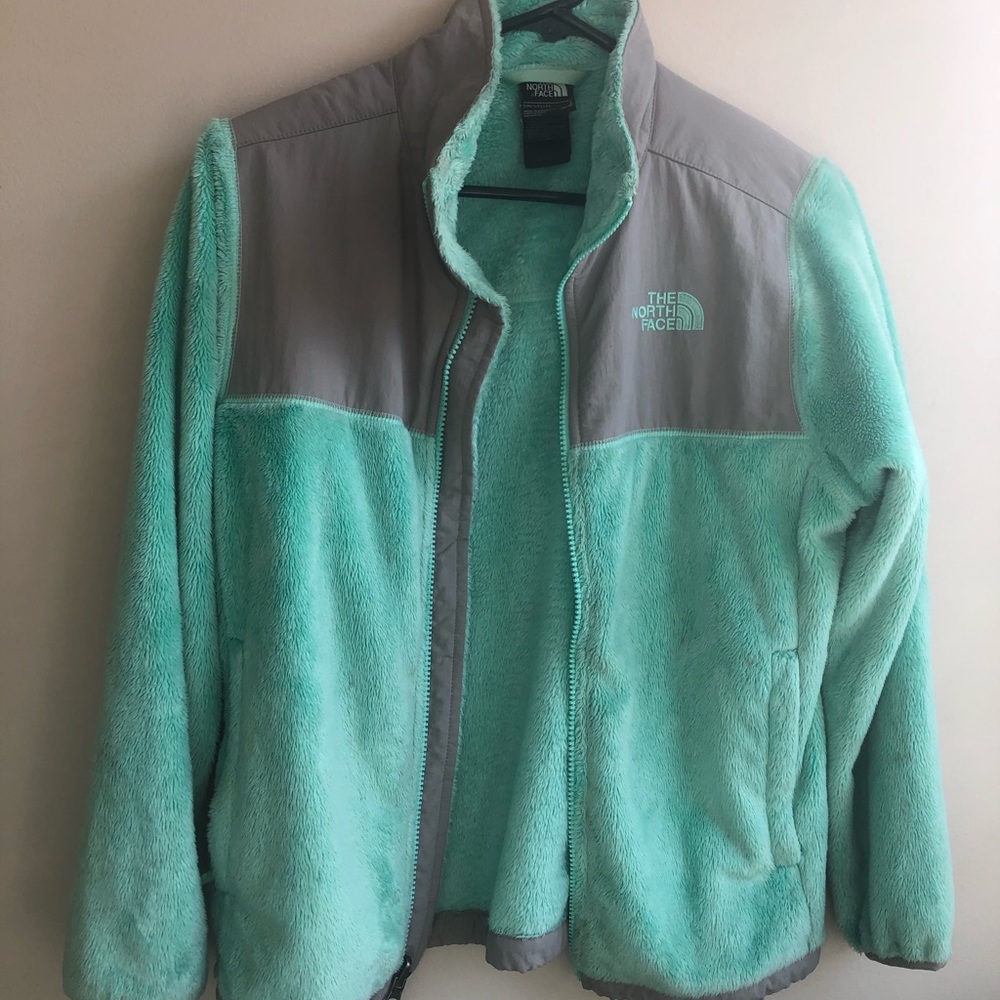 Teal North face zip up brand new youth large